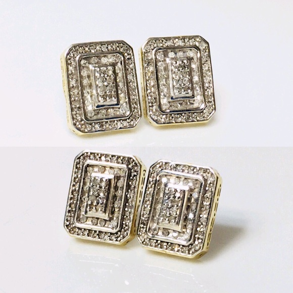 Art Deco 10k Gold Diamond Earrings - Picture 2 of 7